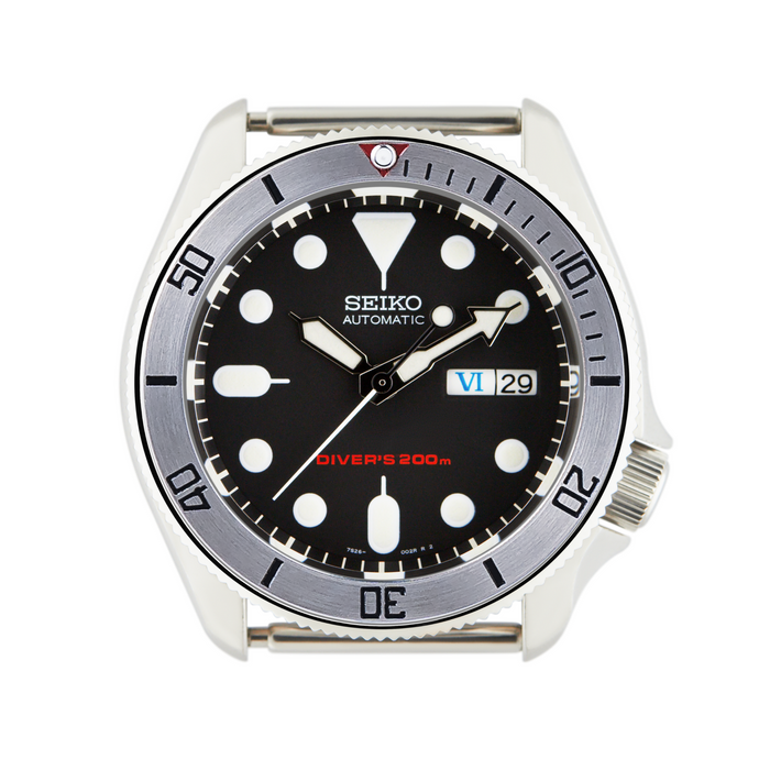 SKX007 SKX009 Steel Bezel Insert Black Bay Steel Style Red