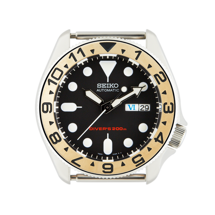 SKX007/SRPD Steel Bezel Insert: Dual Time style Gold