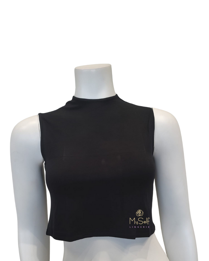 Slimit SLM2579 Black Modal Crop Shell Pull On myselflingerie.com