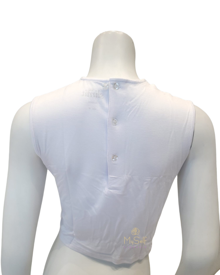 Slimit SLM2578 Bright White Modal Crop Shell with Buttons myselflingerie.com