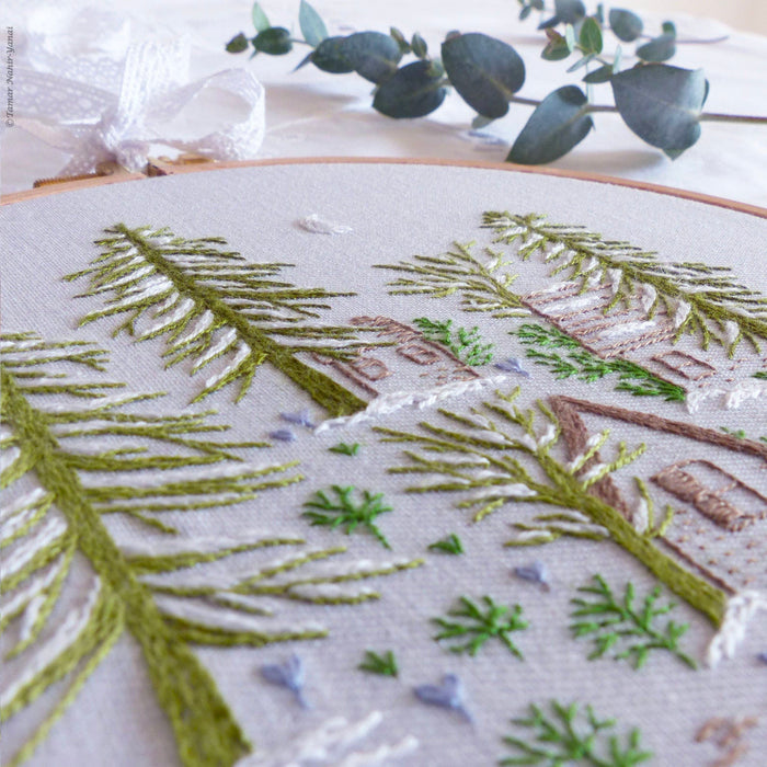Snowy Night Hand Embroidery Kit-Stitched Modern