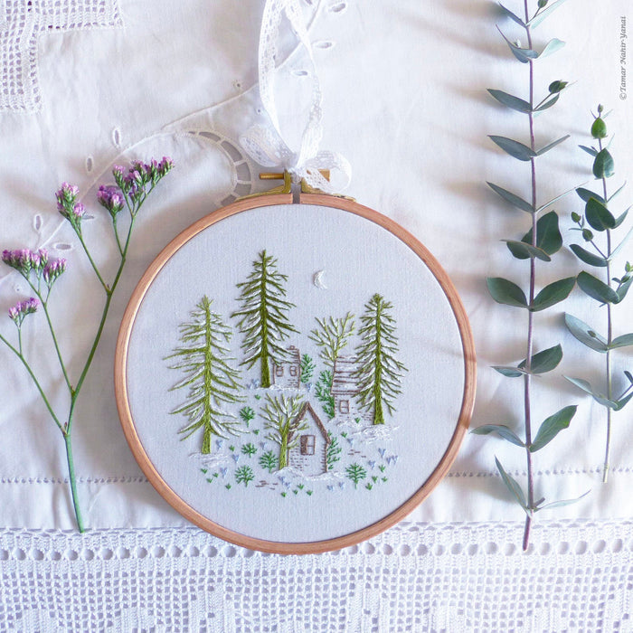 Snowy Night Hand Embroidery Kit-Stitched Modern