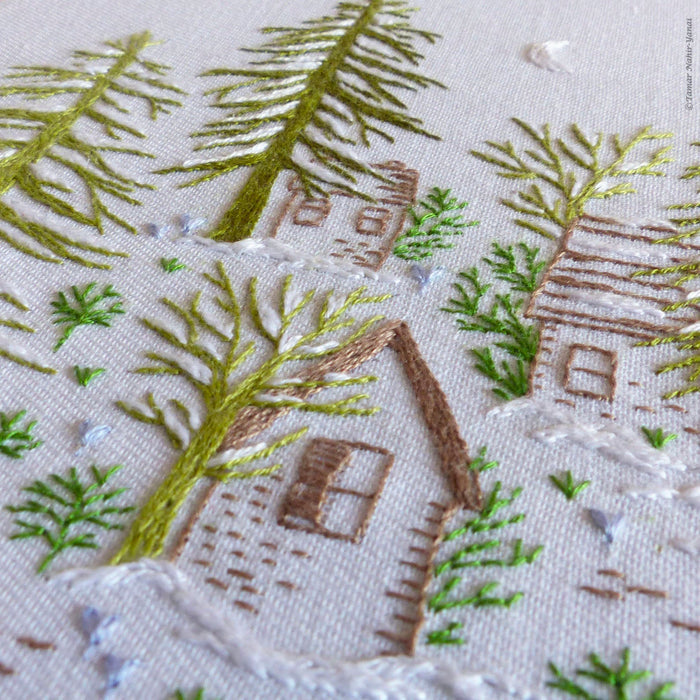 Snowy Night Hand Embroidery Kit-Stitched Modern