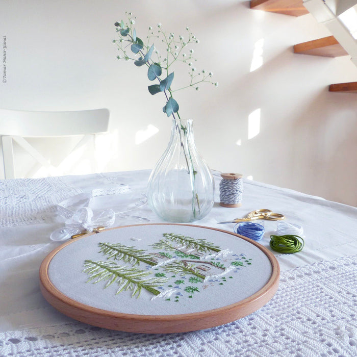Snowy Night Hand Embroidery Kit-Stitched Modern