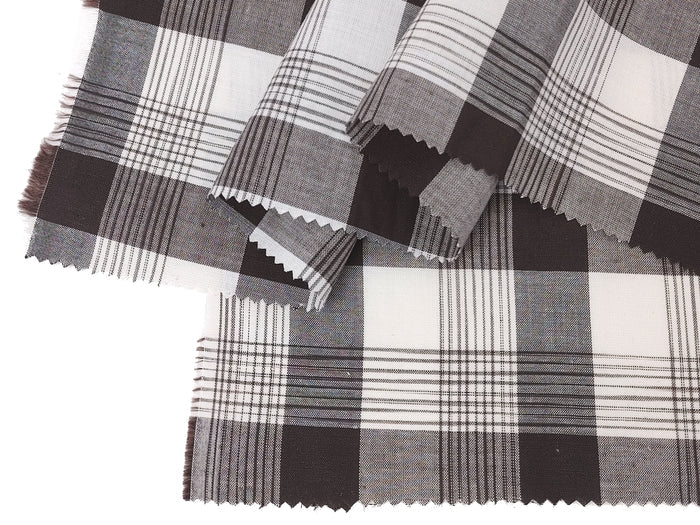 Space Dyed Ramie Cotton Brown Plaid Fabric (1627)