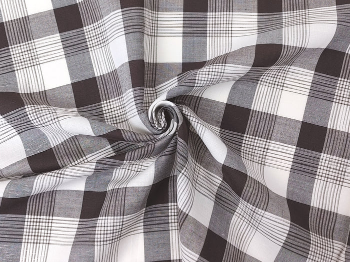 Space Dyed Ramie Cotton Brown Plaid Fabric (1627)