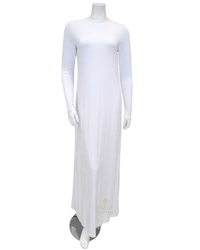 Sparrow S6028 White Long Sleeve 57" Maxi Shell Dress myselflingerie.com