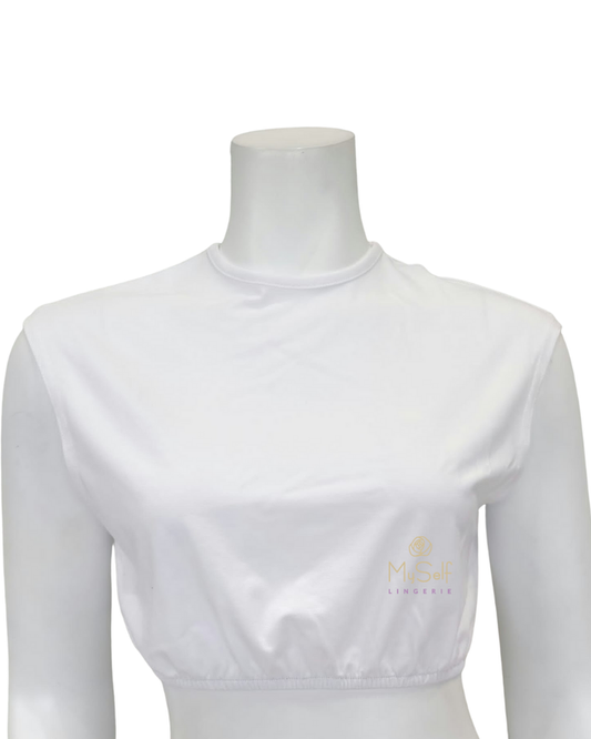 Sparrow S5553R White Rayon Sleeveless Crop Shell myselflingerie.com