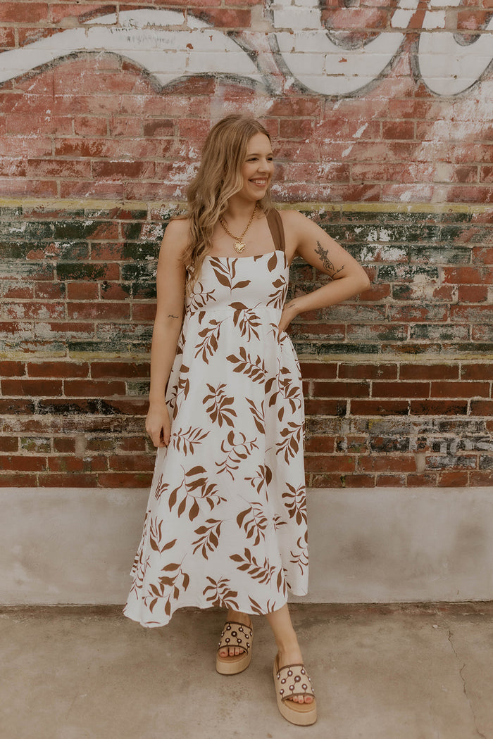 Spring Fling Floral Dress- Mocha