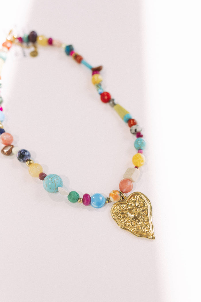 Stevie Heart Colorful Beaded Necklace- Beljoy