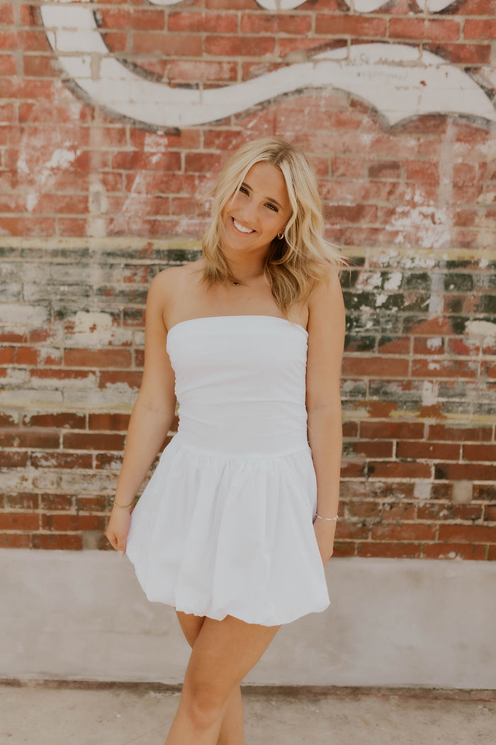 Strapless Bubble Dress- White