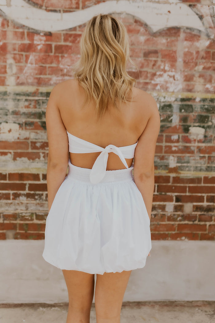 Strapless Bubble Dress- White