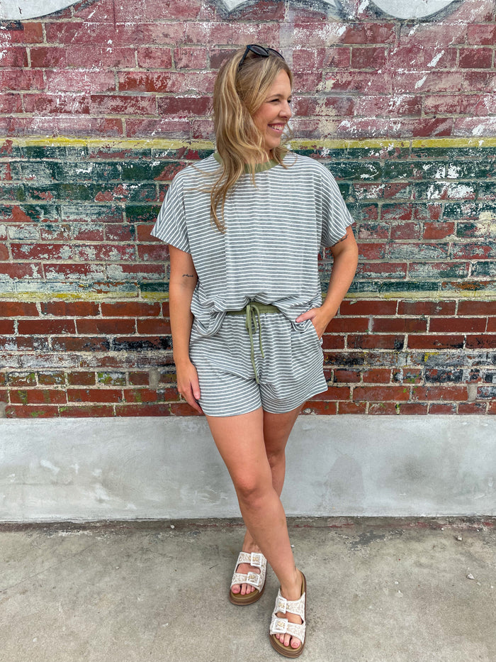 Sunbeam Striped Set- Heather Grey