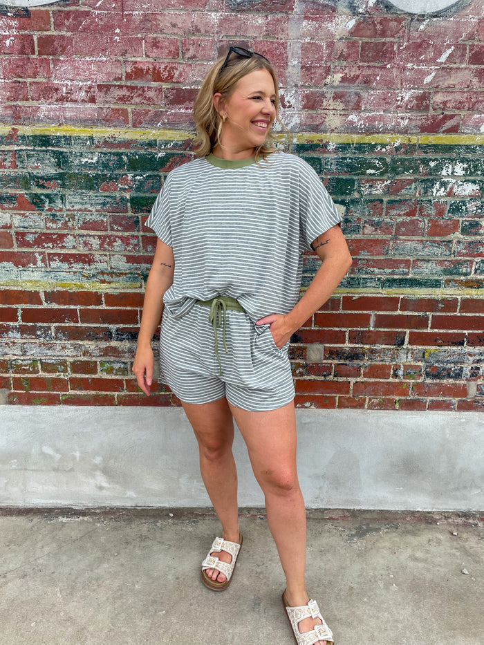 Sunbeam Striped Set- Heather Grey