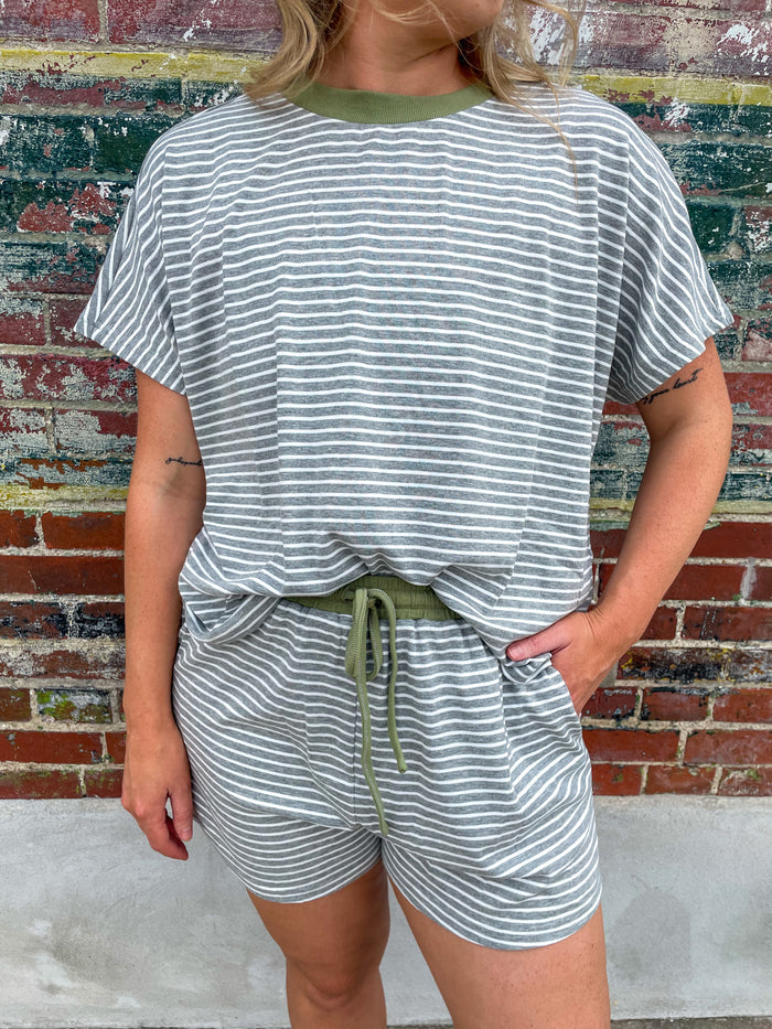 Sunbeam Striped Set- Heather Grey