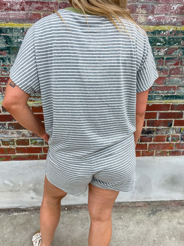 Sunbeam Striped Set- Heather Grey