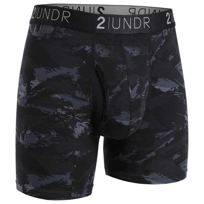 Swing Shift Boxer Brief Long- Black Storm Print