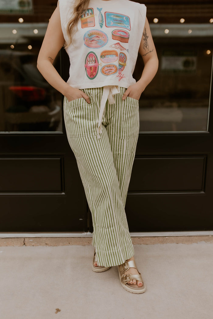 The Boardwalk Striped Pants- Lime