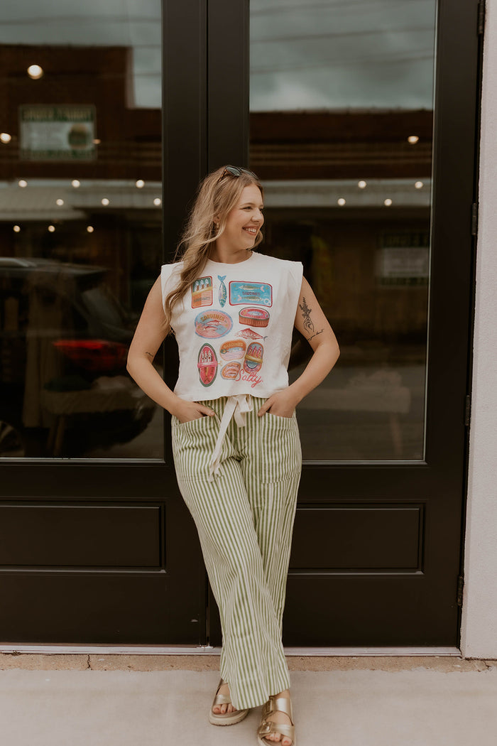 The Boardwalk Striped Pants- Lime