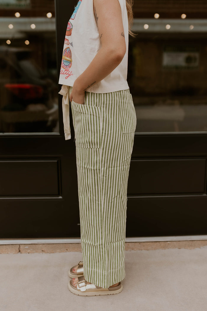 The Boardwalk Striped Pants- Lime