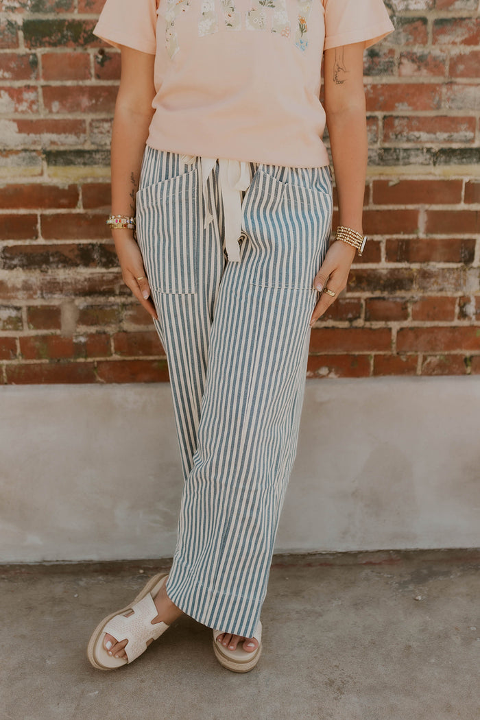 The Boardwalk Striped Pants- Navy