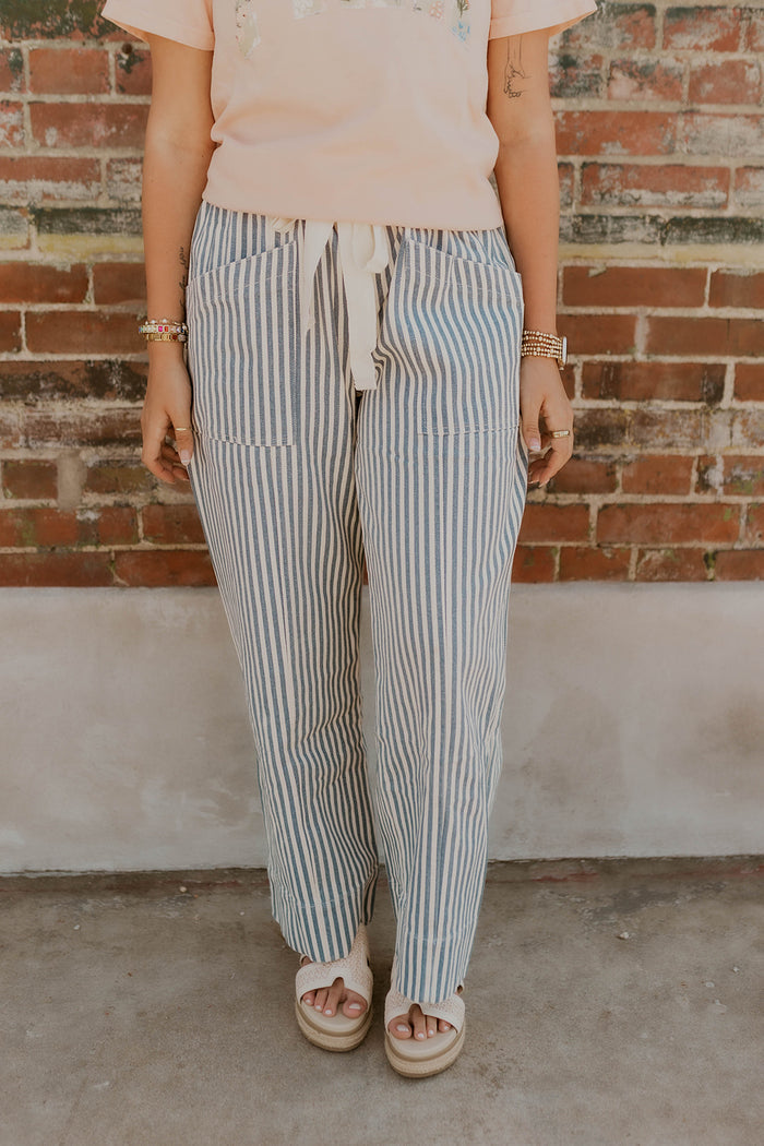 The Boardwalk Striped Pants- Navy