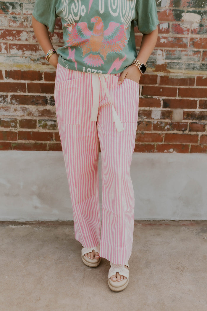 The Boardwalk Striped Pants- Pink