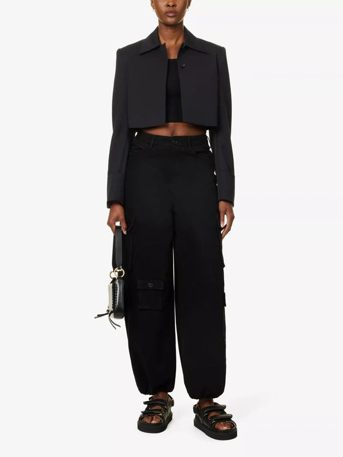 THE FRANKIE SHOP Hailey Patch-Pocket Straight-Leg High-Rise Black Jeans - House Of Huntington