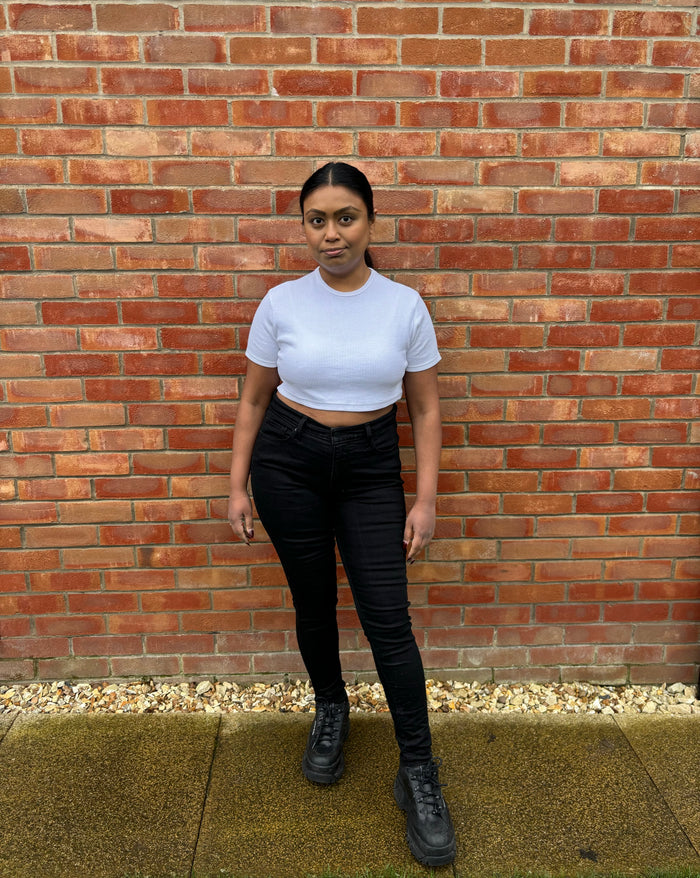 THE FRANKIE SHOP White Ribbed Knit Cotton Nico Cropped Top - House Of Huntington