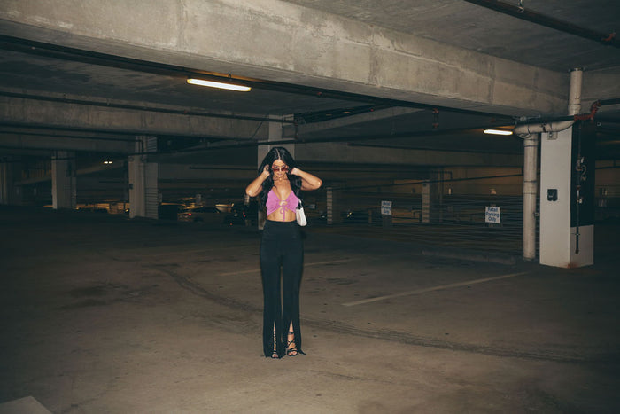 Tie Up Halter Top (Magenta Pink)