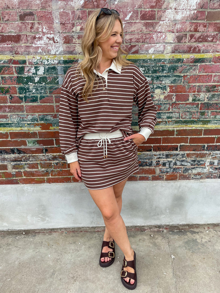 Toasted Stripe Henley Top