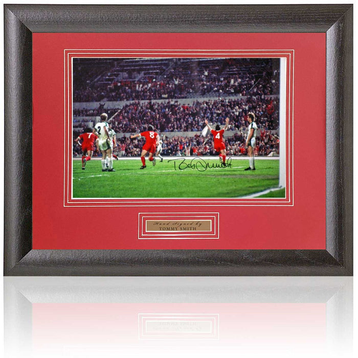 Tommy Smith Liverpool Hand Signed 1977 European Cup Photograph 15x19" Framed