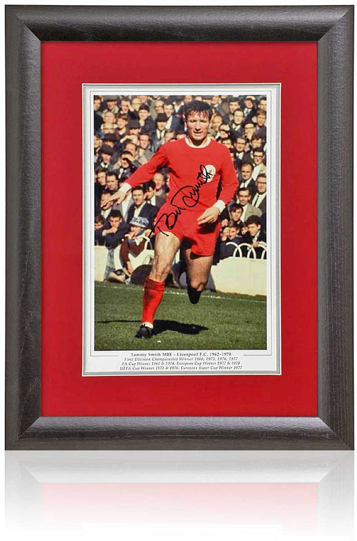 Tommy Smith Liverpool Legend Hand Signed Photograph 15x19" Framed