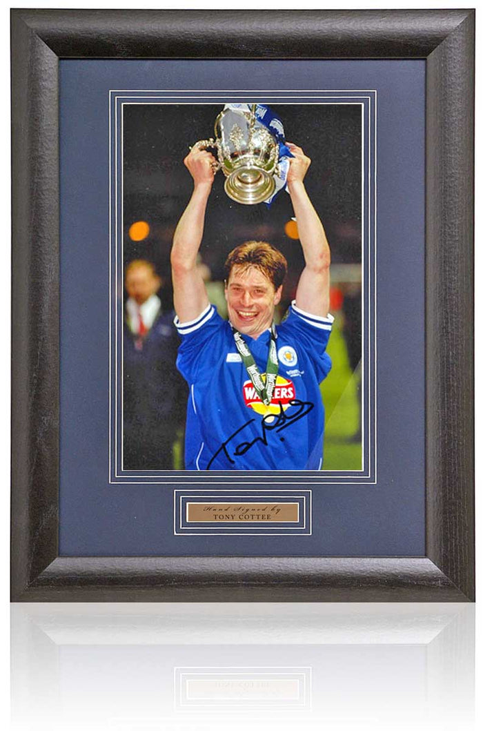 Tony Cottee Leicester City Hand Signed Worthington Cup Photograph 15x19in Framed