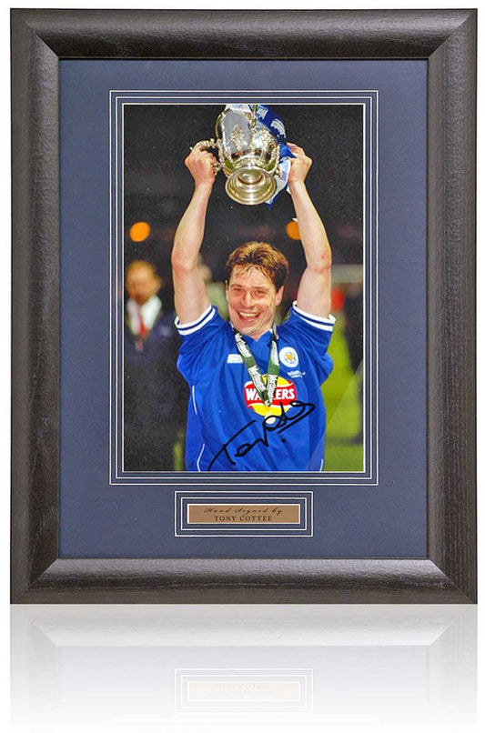 Tony Cottee Leicester City Hand Signed Worthington Cup Photograph 15x19in Framed
