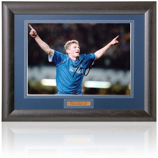 Tore Andre Flo Chelsea Legend Hand Signed Photograph 15x19in Framed