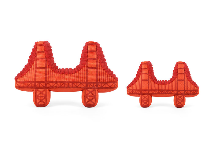 P.L.A.Y. Totally Touristy Golden Gate Bridge Dog Toy - Small and large sizes shown