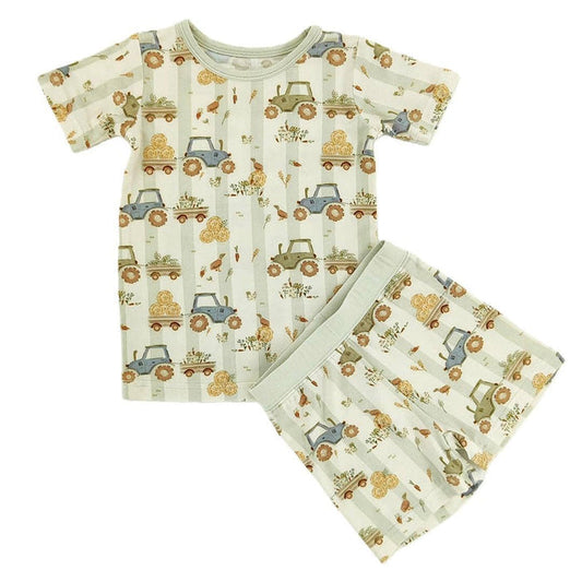 Tractor Trails Bamboo Shorts Set