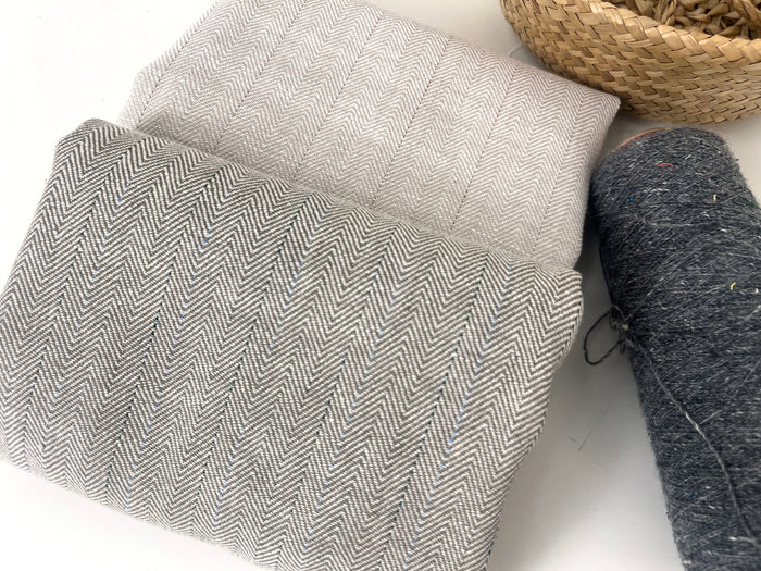 Two-Tone Herringbone Pinstripe | Linen Cotton Fabric 7303 7304