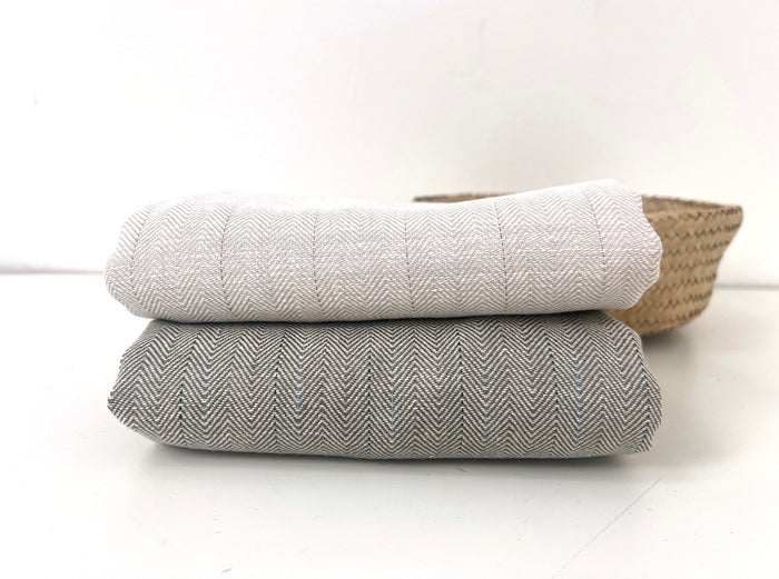 Two-Tone Herringbone Pinstripe | Linen Cotton Fabric 7303 7304