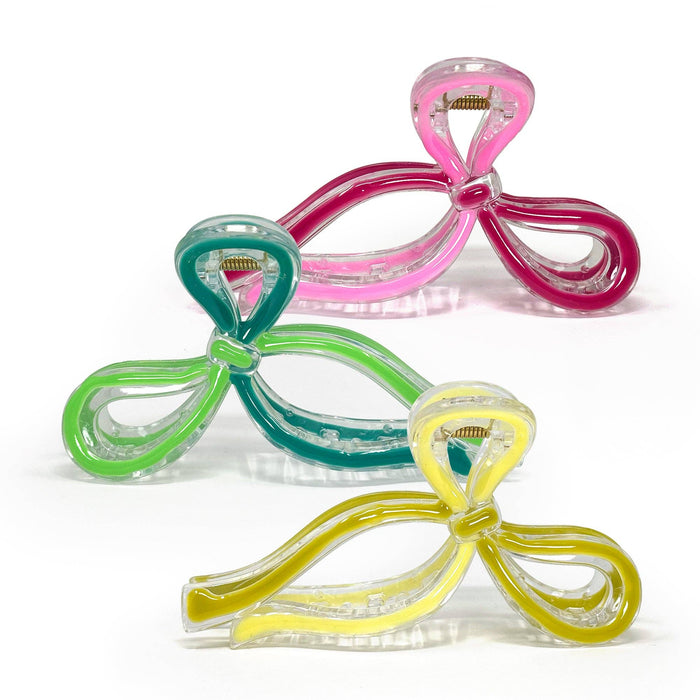 Two Tone Ribbon Bow Hair Claw Clip