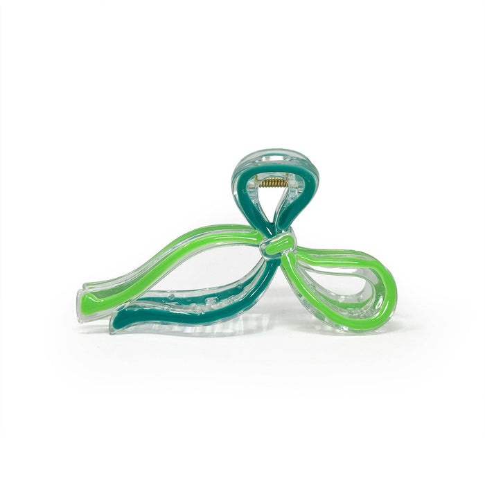 Two Tone Ribbon Bow Hair Claw Clip