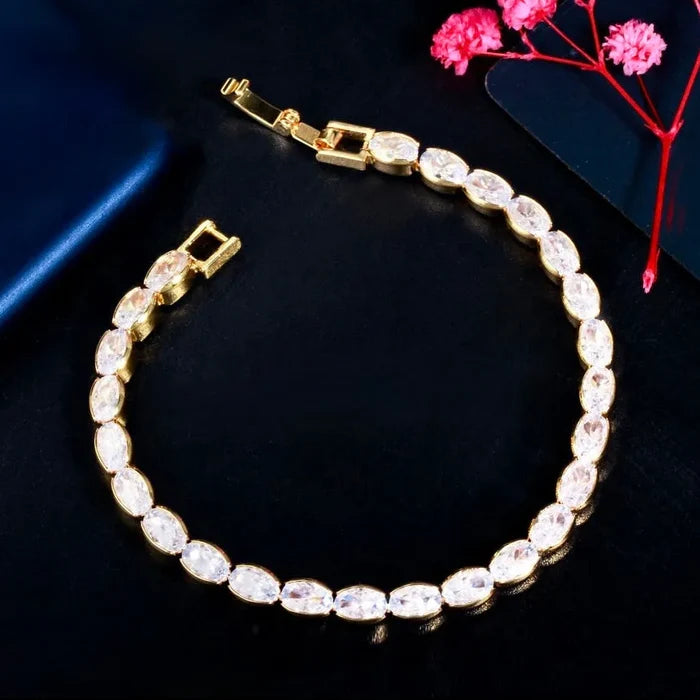 Wedding Jewelry - Elegant CZ Bridal Bracelet in Silver or Gold