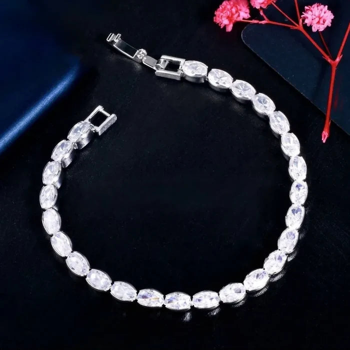 Wedding Jewelry - Elegant CZ Bridal Bracelet in Silver or Gold