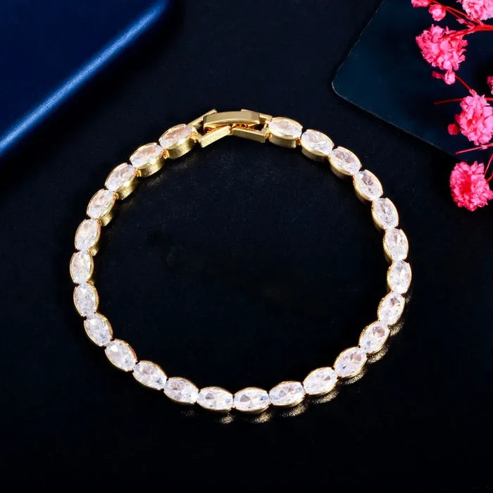 Wedding Jewelry - Elegant CZ Bridal Bracelet in Silver or Gold