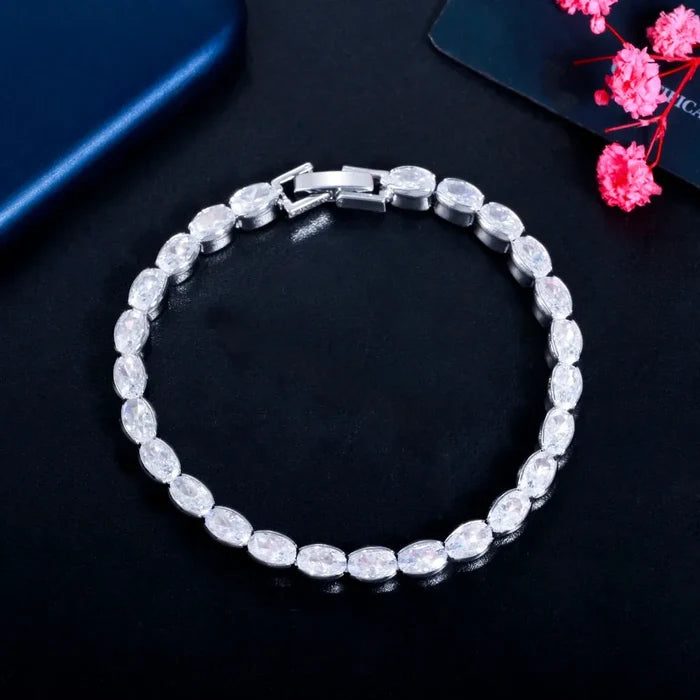 Wedding Jewelry - Elegant CZ Bridal Bracelet in Silver or Gold