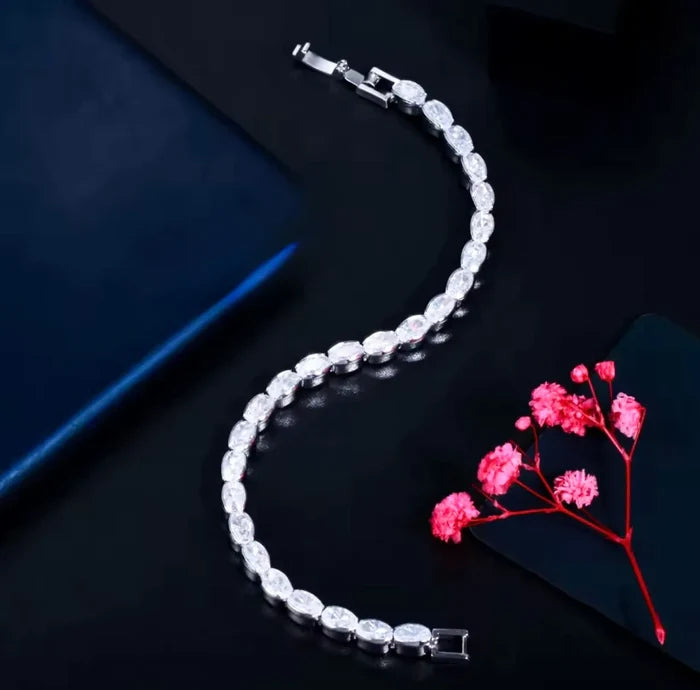 Wedding Jewelry - Elegant CZ Bridal Bracelet in Silver or Gold