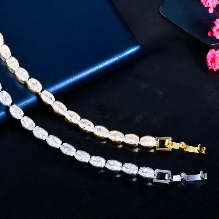 Wedding Jewelry - Elegant CZ Bridal Bracelet in Silver or Gold