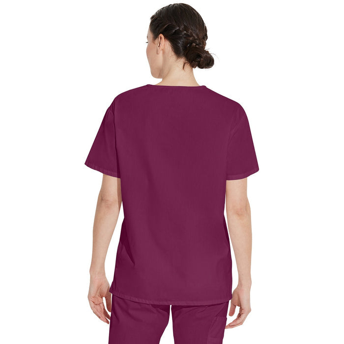 Unisex EDS Signature Tuckable V-Neck Scrub Top - Wine - 2
