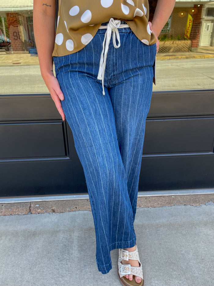 Uptown Pinstripe Jeans- Risen